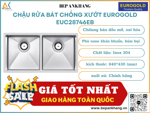 Chậu rửa bát chống xướt Eurogold EUC28746EB